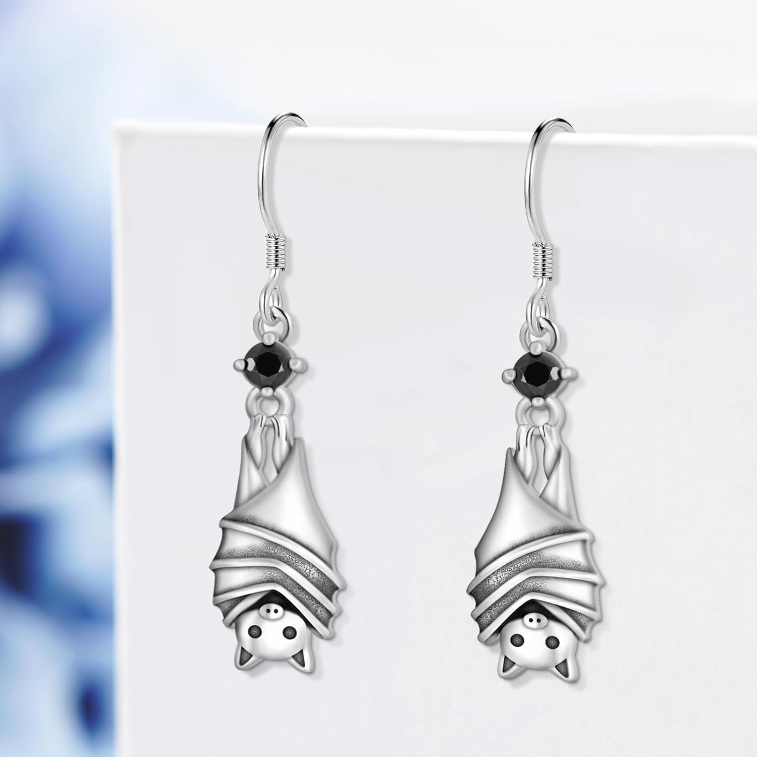 Gothic/Black Cat/Bat Earrings for Women 925 Sterling Silver Vintage Halloween Bat Black Cat Jewelry for Women - Image 2