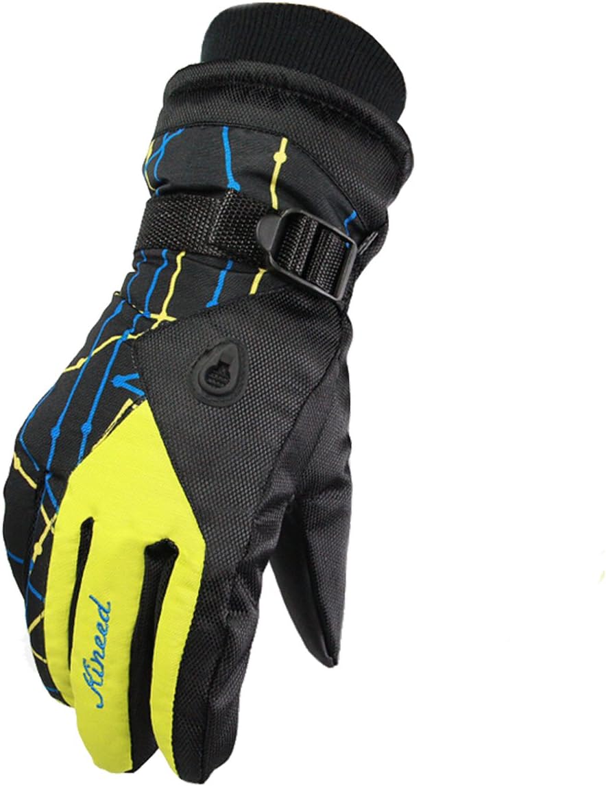 KINEED Waterproof Womens Winter Ski Skiing Snowboarding Skating Snow Outdoor Sports Warm Gloves Yellow-B