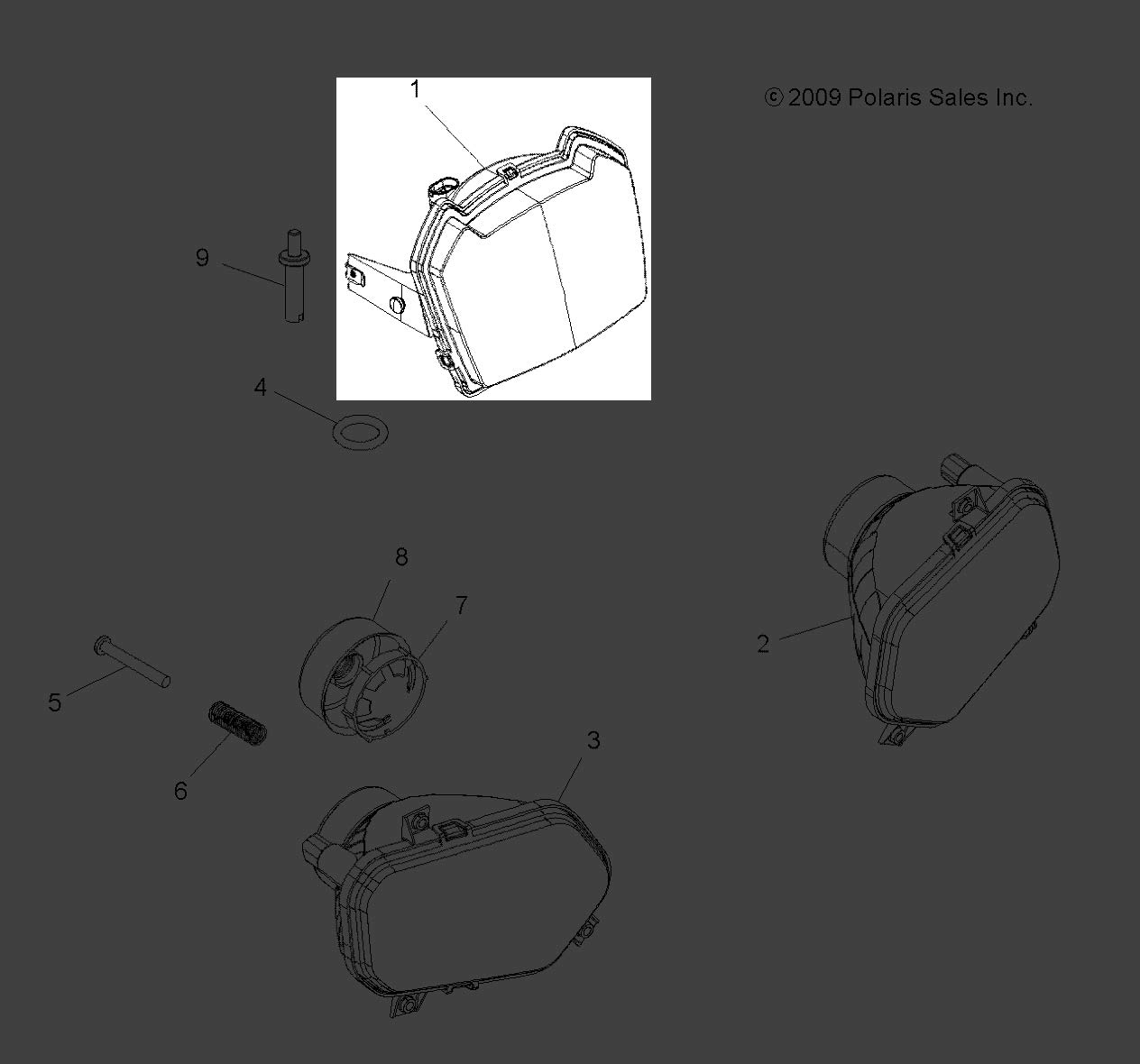 Polaris ATV Headlight Assembly, POD, Genuine OEM Part 2410614, Qty 1