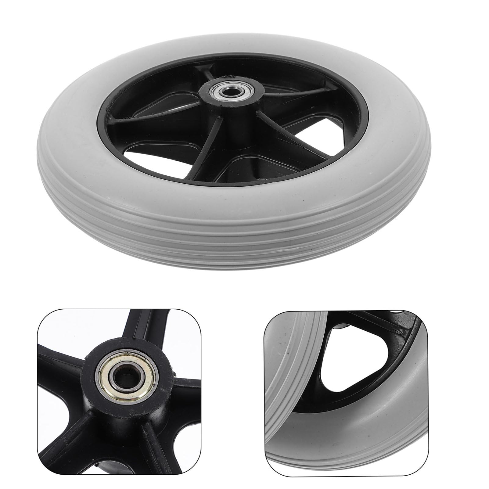 Gatuida Ruote Anteriori Solide da 8 Pollici per Sedia a Rotelle e Deambulatore, Rotelle di Ricambio in Plastica Resistenti All’usura per Carrelli della Spesa e Trolley, Set da 2 Pezzi