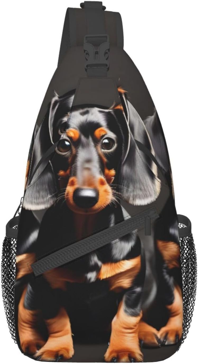 FRESQA Three Dachshunds Chest Bag Diagonally Sling