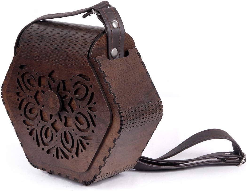 Women's Decorative Lesser Cutting Wooden Purse Ladies wallet, Latest Handbags for woman with Leather Belt (1811)