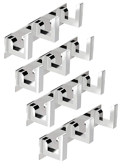 GAIYERA -Pack of 4 Stainless Steel Premium 3 -PIN L Types -Cloth Hanger ,Bathroom Wall Door Hook Hanger