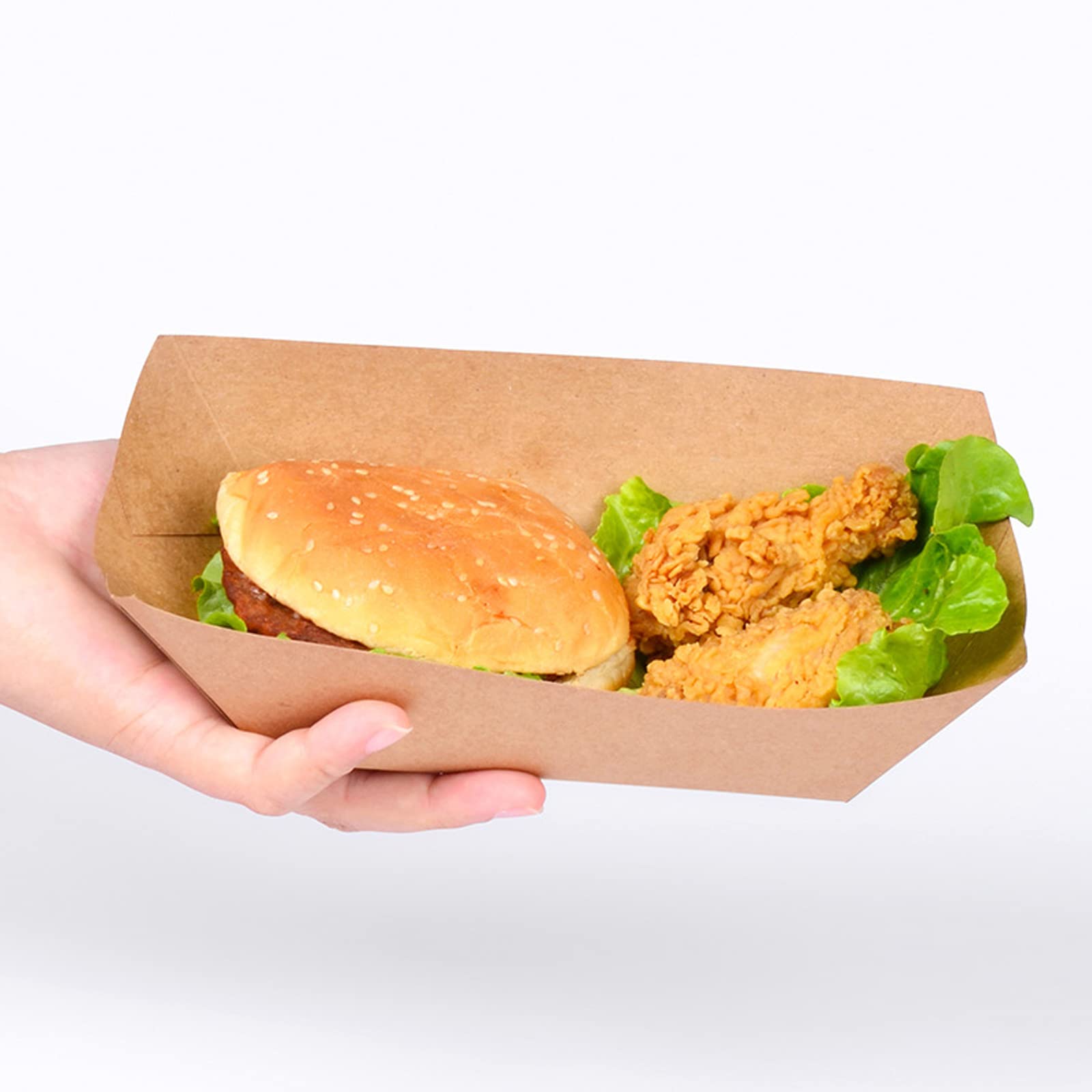 SOUJOY Lot De 100 Plateaux Alimentaires En Papier Kraft Jetables