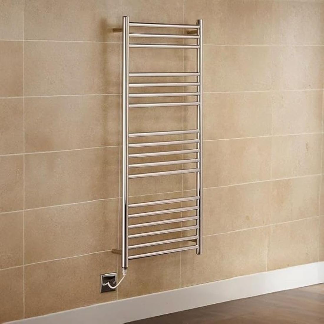 Manissa Mirror Polished Stainless Steel Electric Boston Stainless Steel Towel Rail 500Mm W X 1000Mm Bathroom Towel Radiator Warmer