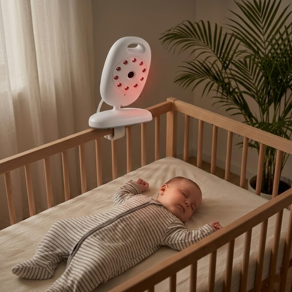 Baby Monitor Video Wireless 2.4GHz – Videocamera per Neonati con Visione Notturna, Audio Bidirezionale, Sensore Temperatura, Ninne Nanne – Portata 260m – Schermo LCD