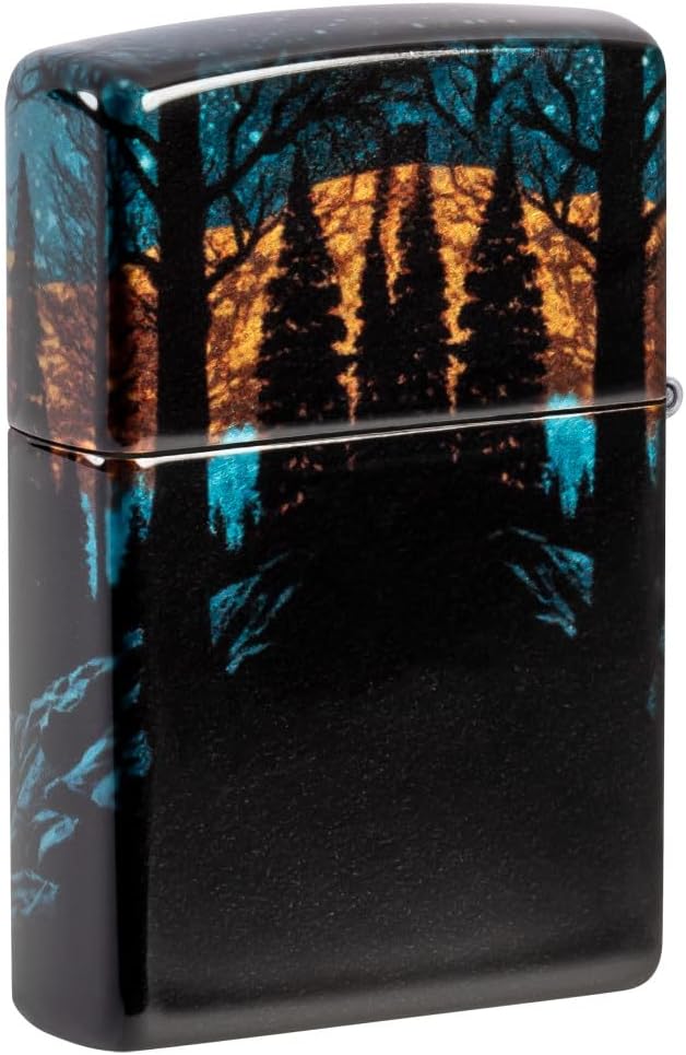 Zippo Moonlight Wolf Design 540 Tumbled Chrome Pocket Lighter