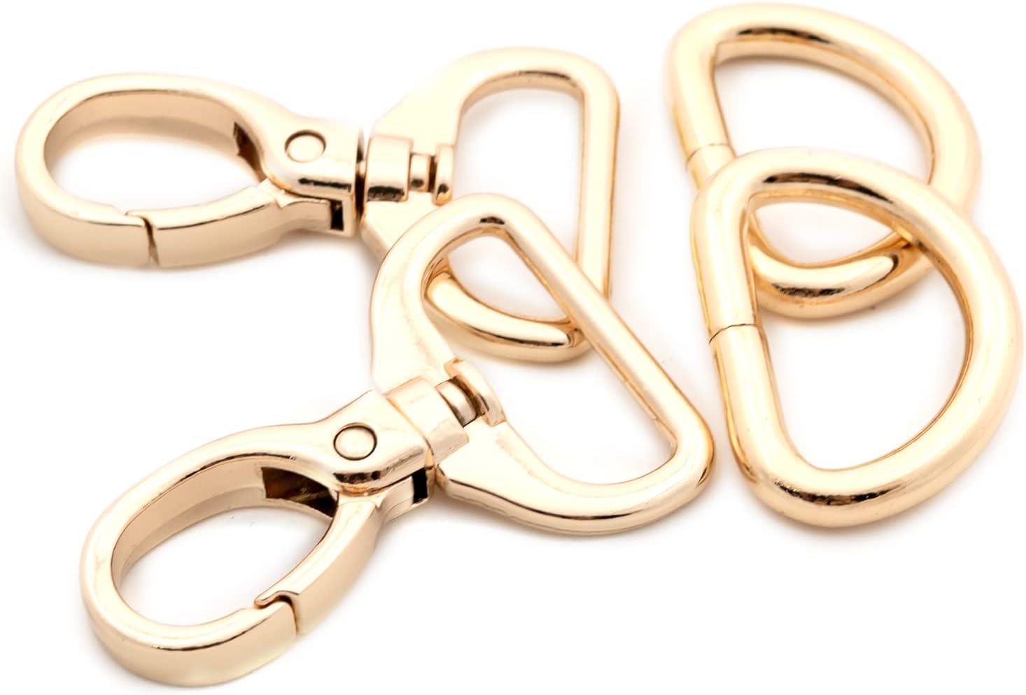 Oval Snap Hooks,with D Rings 8 Sets Purse Hardware Lobster Clasp Keychain Clip Purse Making Accessories (Brushed Brass,3/4")