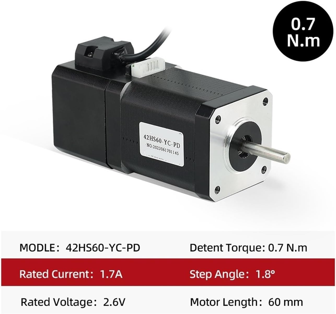 NEMA17 stepper motor 2 phases 4 leads 1.7A 70N.cm 60mm 42HS60-YC-PD for CNC worm gear trimming permanent magnet 12v stepper motor