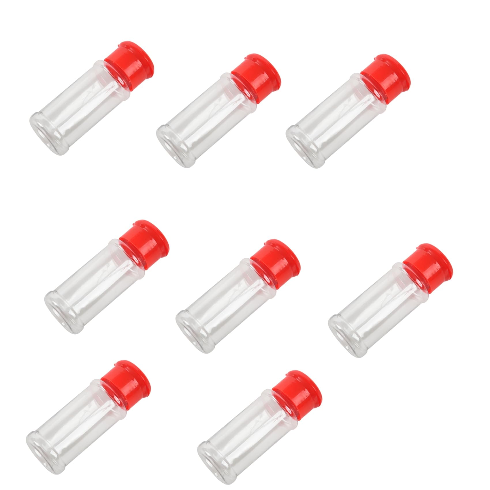 96 botes de plástico para sal y pimienta con tapa roja, ideales para condimentos de cocina