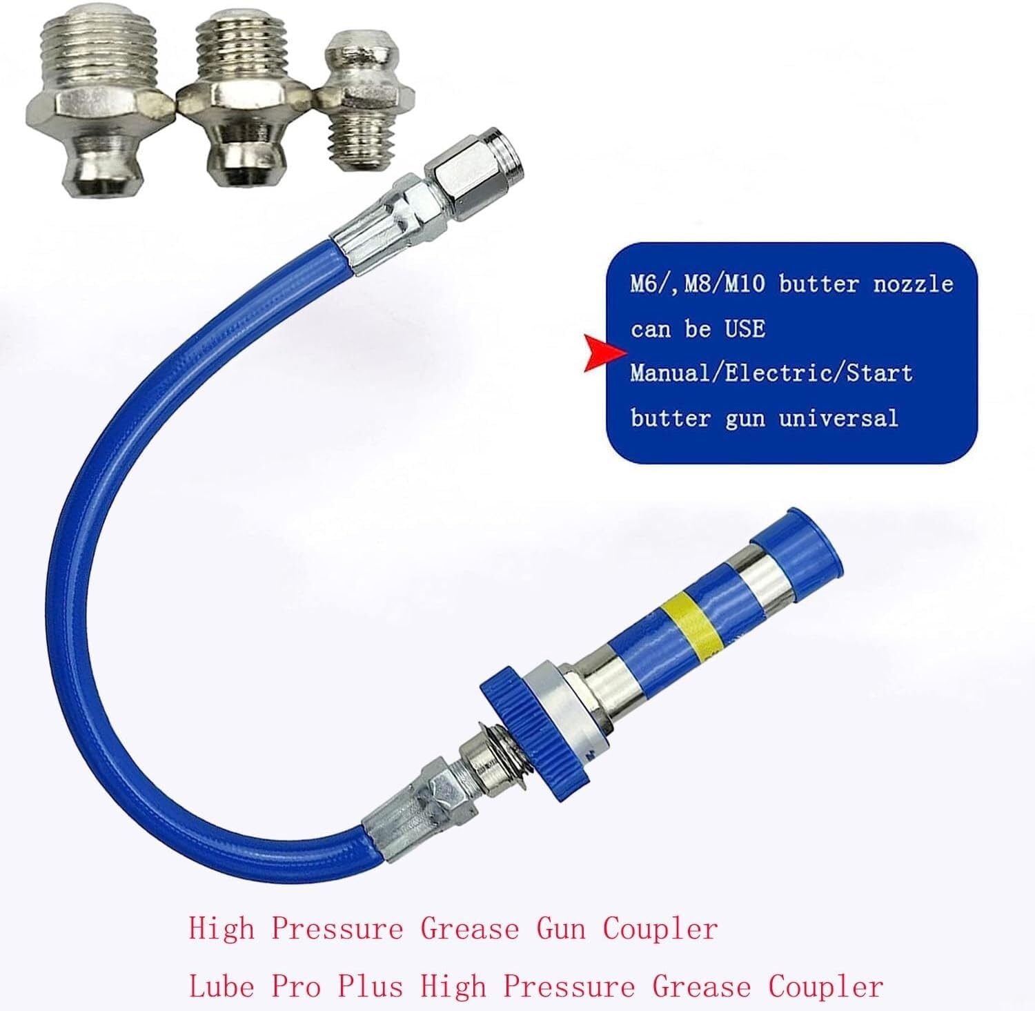 Lube Pro Plus Hochdruck-Fettkupplung, universelle Fettverschraubungsverlängerungen, Hochleistungs-Fettpressenkupplung, Schnellverschluss- und Freigabe-Fettpressen-Spitzenadapter (Color : 3pcs)