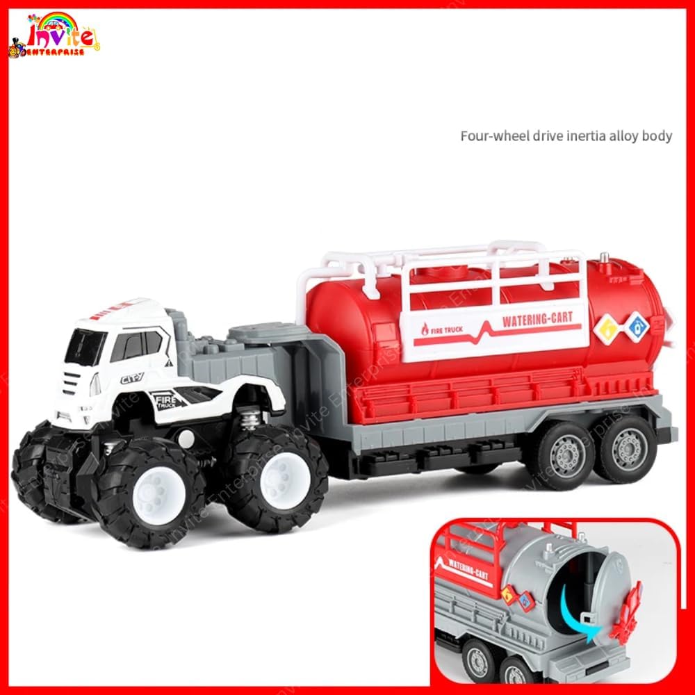 1:43 4WD Diecast Alloy City Service Big Truck Toys with Friction Powered Miniature Car Vehicle Toy for Kids, Boys and Girls(City Service Truck)【 Pack of 3 】 4