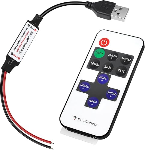 Miniatura 10 de Mini control remoto inalámbrico RF para tira de luces LED de un solo color 3528 2835 5050, control remoto inalámbrico con conector de CC, atenuador