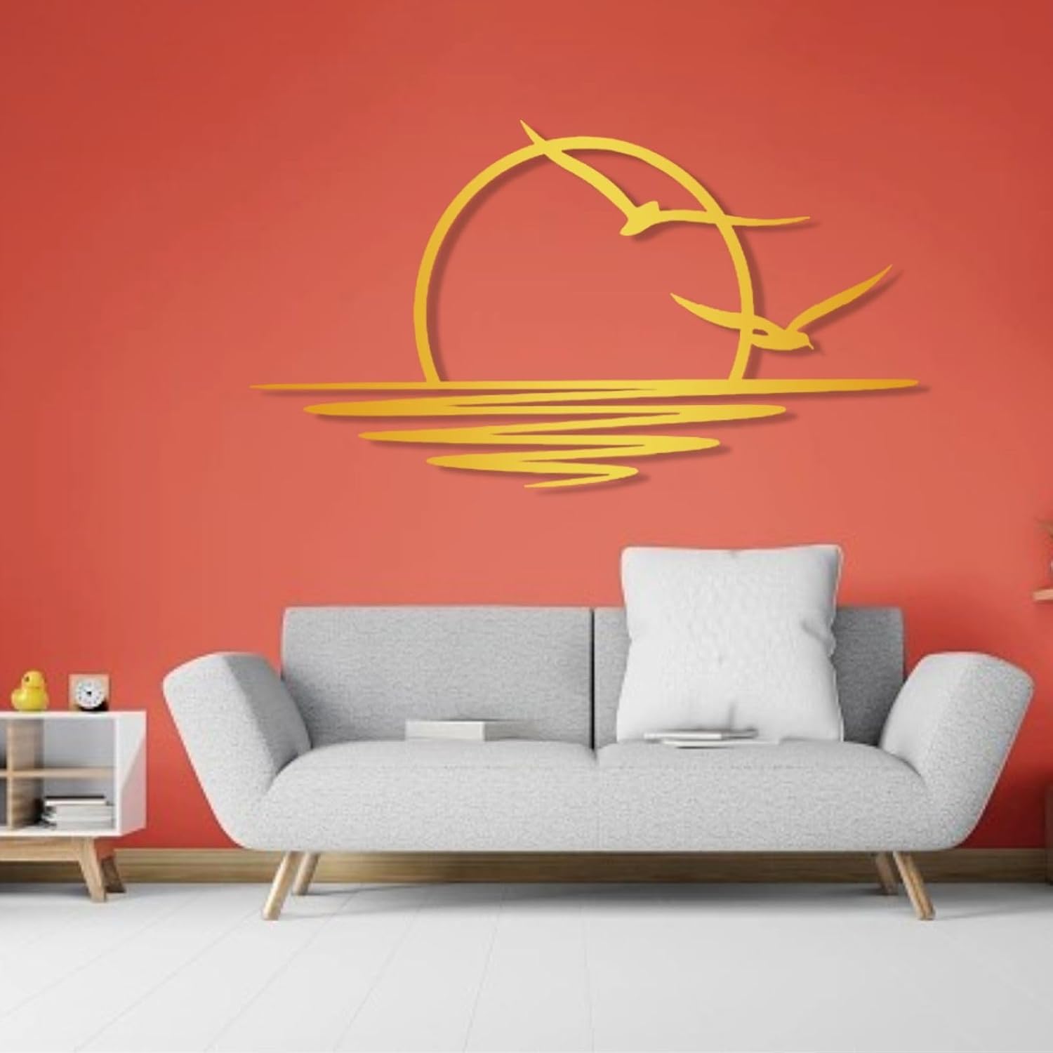 Sunrise Metal Wall Art, Sun and Seagulls Wall Decor, Metal