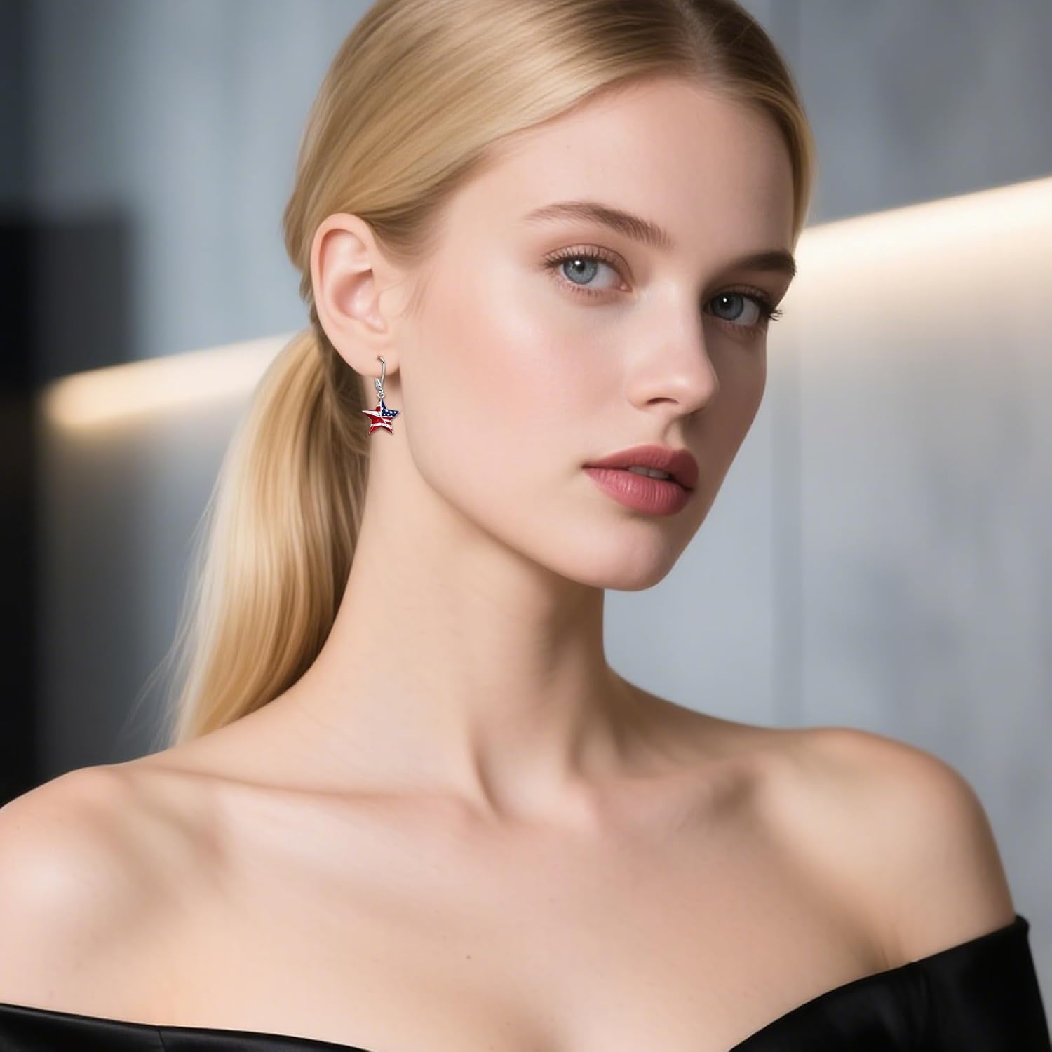 American Flag Earrings for Women 925 Sterling Silver Red White and Blue Star Dangle Drop Leverback Earrings 4th of July Jewelry Patriotic Memorial Day Christmas Gifts - Image 6