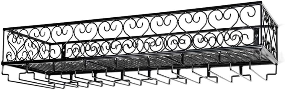 Wall Mounted Wine Racks Metal Unit Floating Wine Shelves, Wine Bottle Holder Metal Iron Wine Glass Rack Goblet Stemware Racks (Color : Black, Size : 60×25cm(24×10inch))