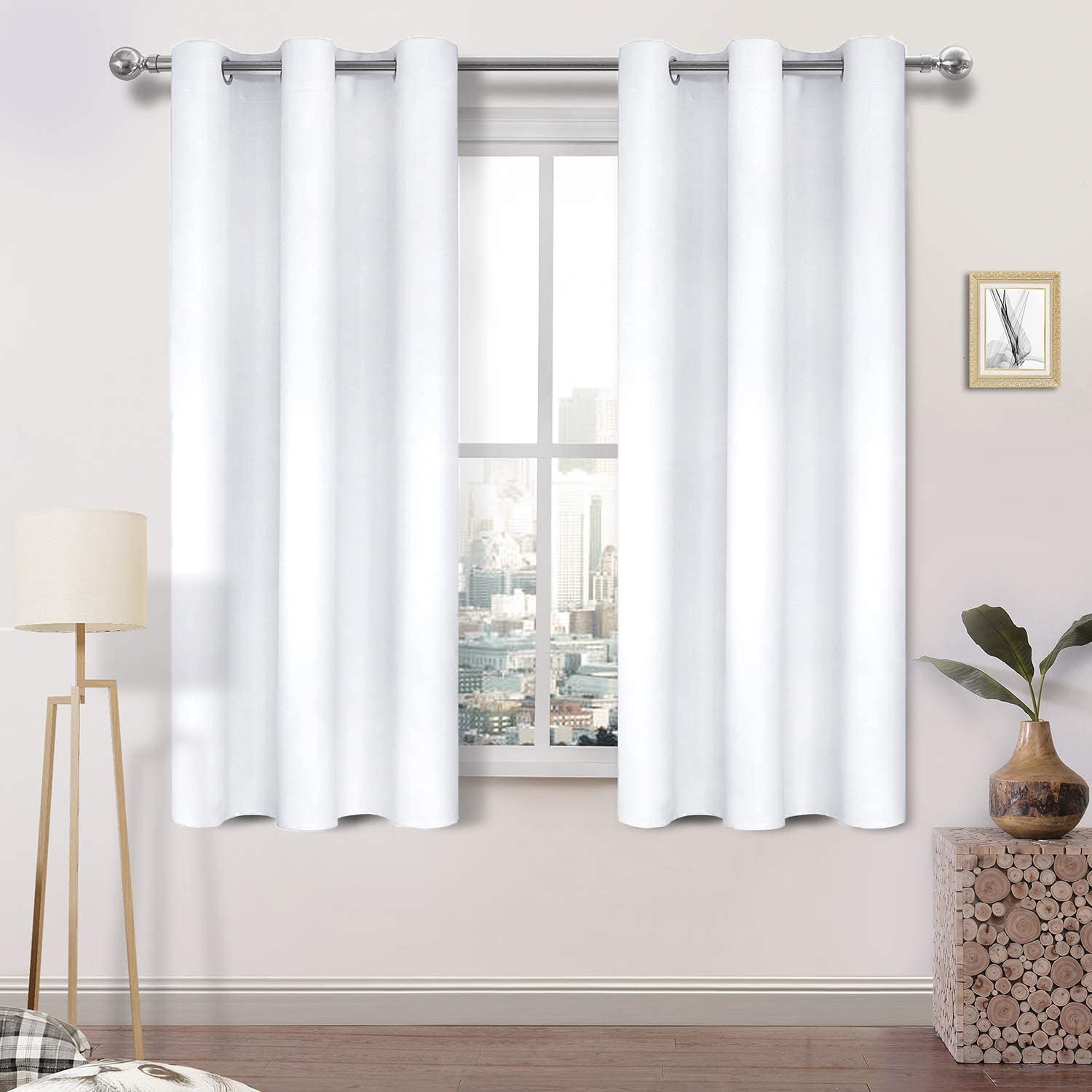 DWCN Pure White Window Curtain Panels 38x54 inches Long,with White Middle Layer,2 Curtain Panels for Living Room,Bedroom,Dining Room, Kitchen