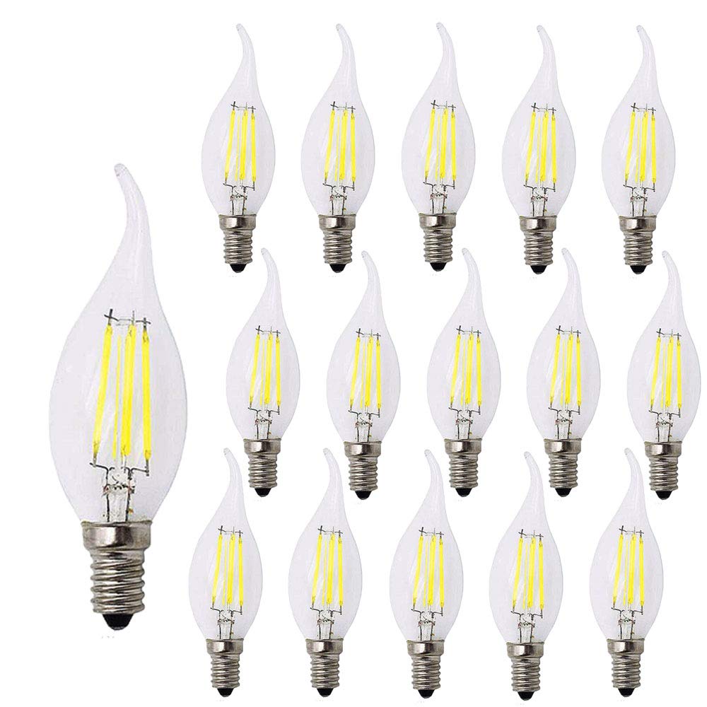 BDAYEK Led bulbs Pack 16 E14 Vintage Candelabra Bulbs 4W C35 400 Lumens Cool White 6000K Chandelier Light 40W Equivalent