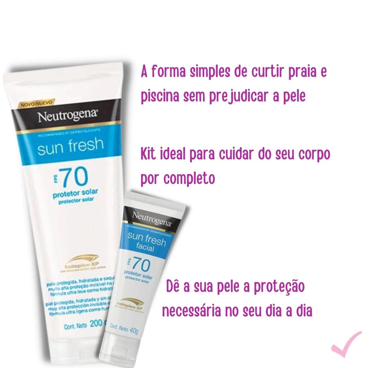 Neutrogena Promopack Corporal Fps70 200ml E Neutrogena Sun Fresh Facial Fps70 40g em promoção! Veja a oferta e mais achadinhos de Corpo 7 Hoje é o melhor dia para comprar Neutrogena Promopack Corporal Fps70 200ml E Neutrogena Sun Fresh Facial Fps70 40g com aquele preço maroto! Promoção! Aproveite a oferta! 7
