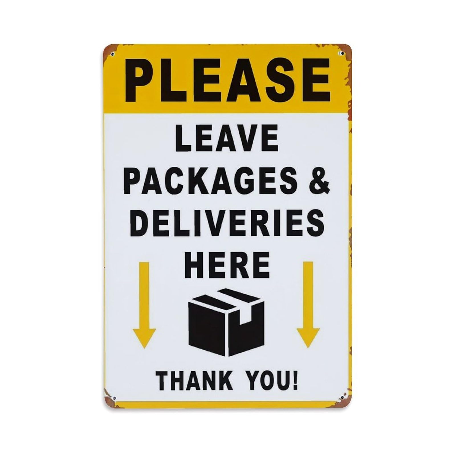 Nestemfo Vintage Please Leave Packages Here Thank You Tin Sign Metal Sign, Living Room,Bar, Home, Bedroom Wall Decor,Retro Metal Poster 8X12 Inches