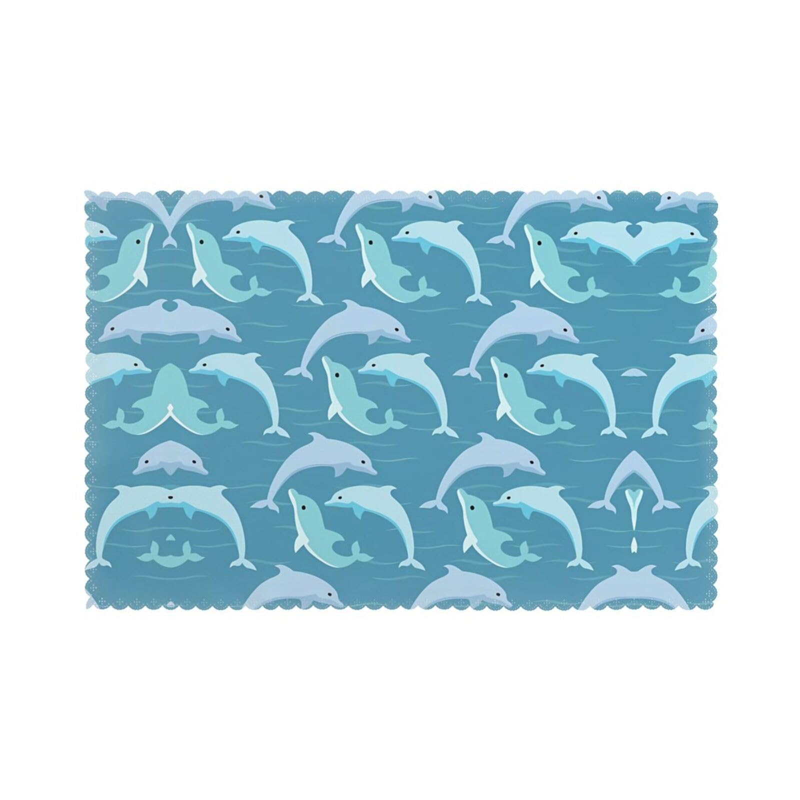 WHJSHOP Beautiful Dolphins Prints Placemats Set of 6 12x18in - Heat Resistant Table Layers for Homes, Hotels & Stylish Dining