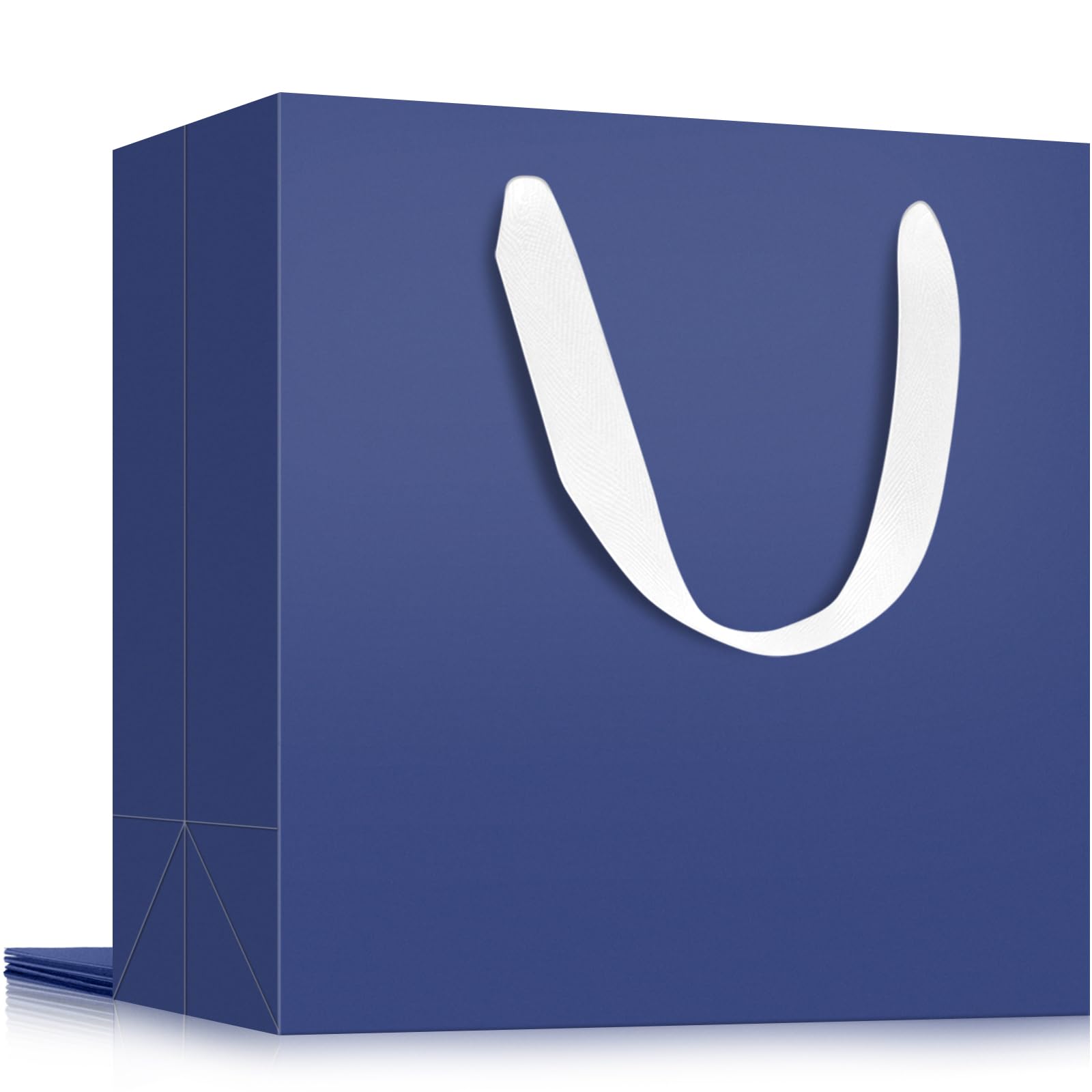 EUSOAR Blue Gift Bags, 3 pack 12.5"x4.5"x11" Large Kraft Paper Shopping Bags with Handles Bulk, Retail Wrapping Thank You Bag for Business, Craft Grocery, Boutique, Party Favor, Wedding