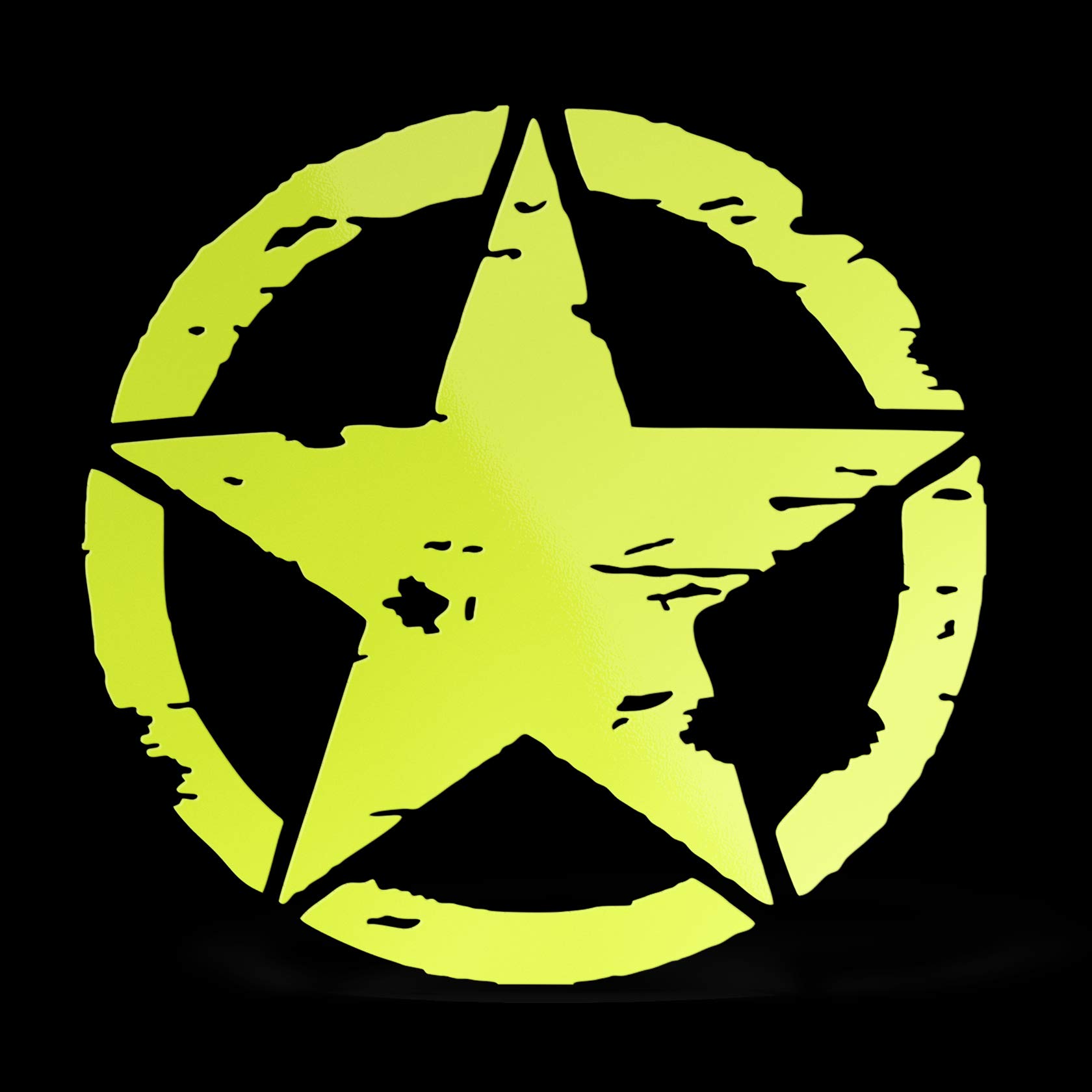 Star Sticker US Army Military Fluorescent Yellow Schriftzug in PVC Compatible for Auto Moto Camper Jeep Renegade 4X4 Suzuki - Cm 35