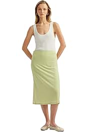 Standart Bel Viskon Kumaş Parıltılı A Kesim Midi Kalem Etek