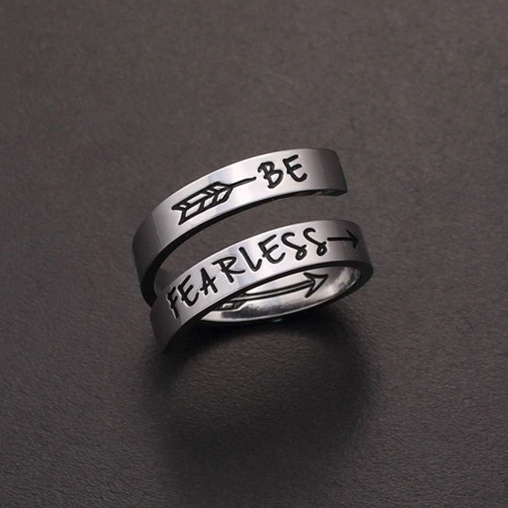 Engraved Inspirational Ring, Woffoly Open Adjustable Finger Ring - Image 4