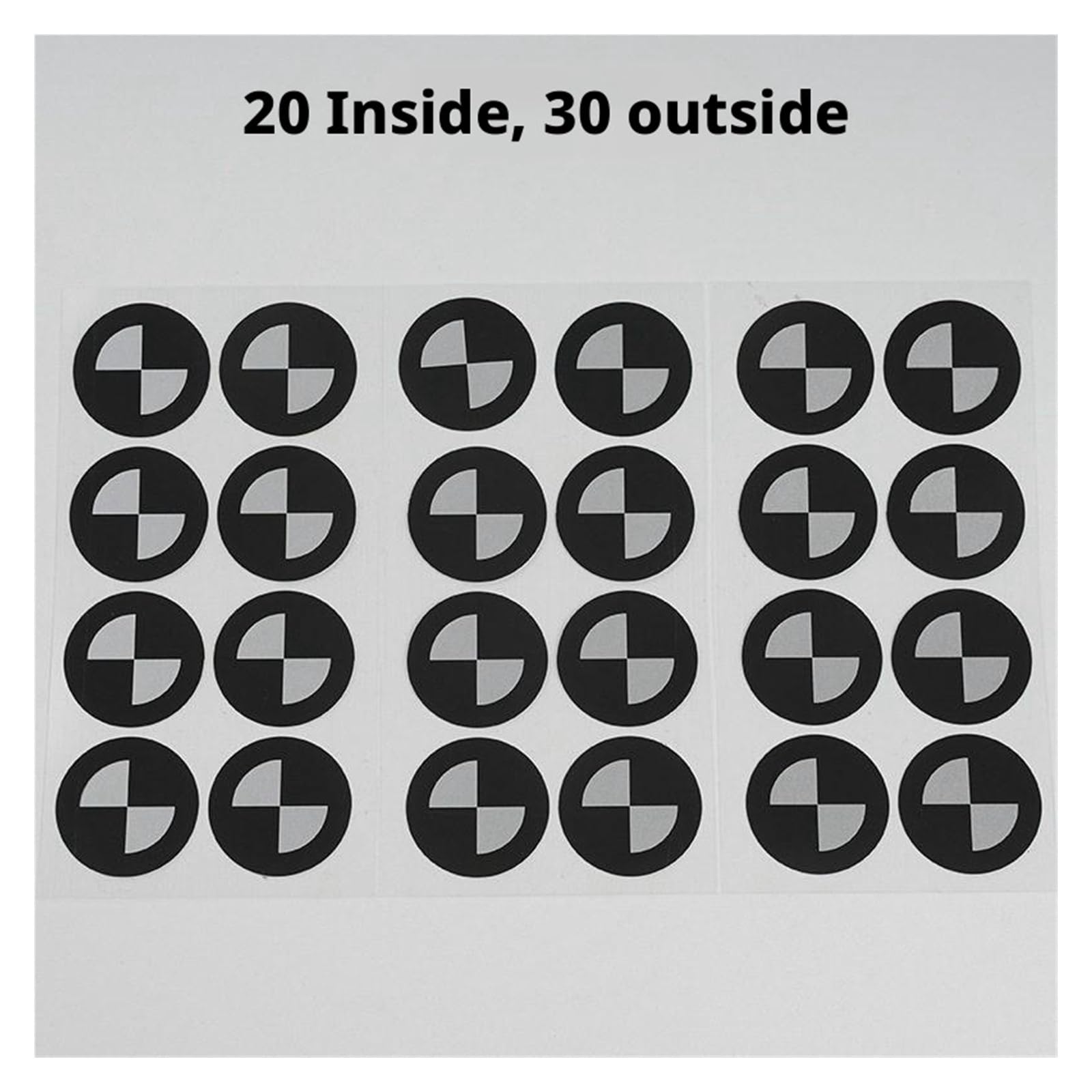 Marker do skanowania 3D Markery ukośne w kształcie sektora Odblaskowe naklejki docelowe do przemysłowego skanowania optycznego(300pcs,Inner20 outer30mm)