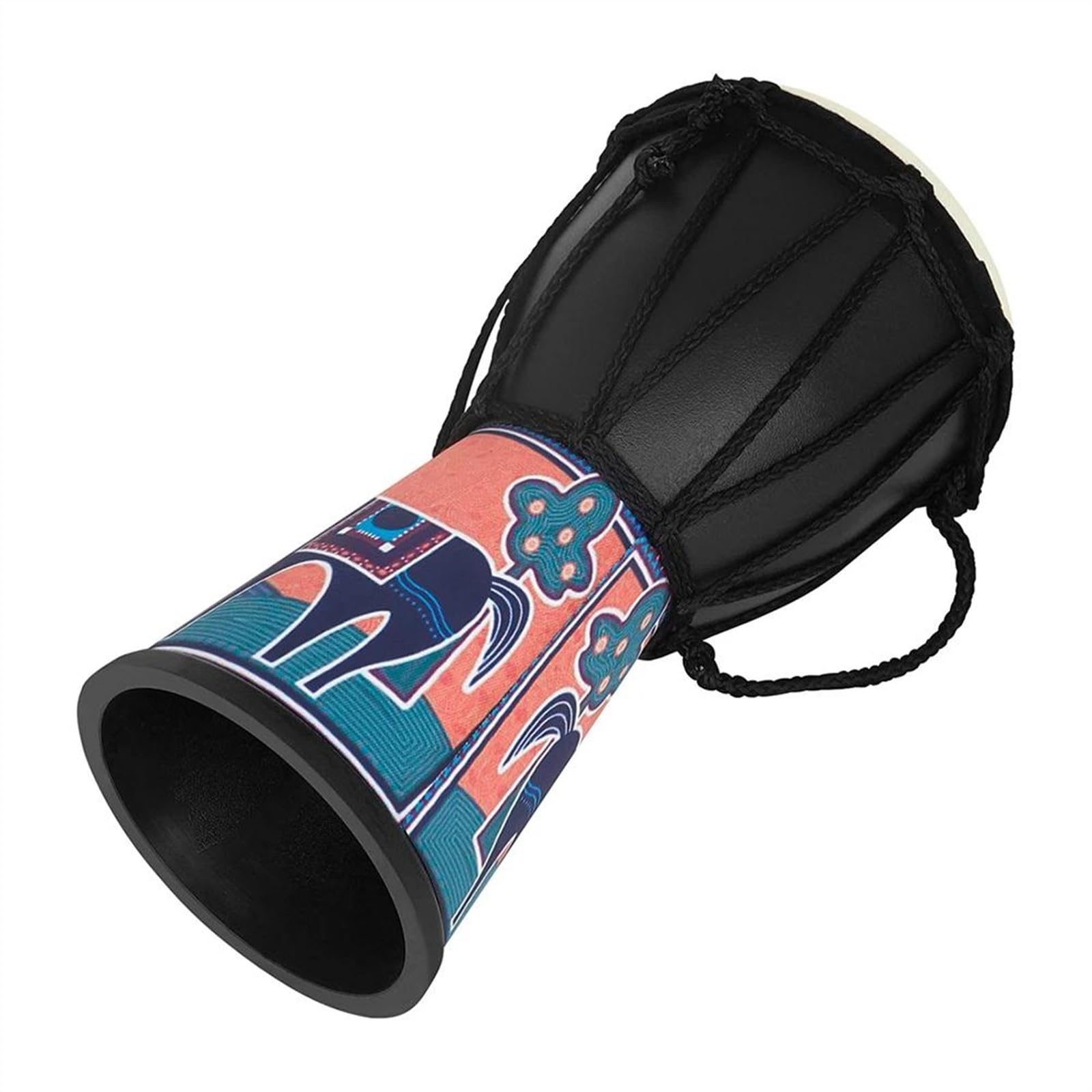 Strumento Musicale A Tamburo A Mano Con Testa Di Tamburo Djembe Dell'Africa Occidentale Colorato Dipinto Da 4 Pollici Strumento a Tamburo Africano (Color : A)