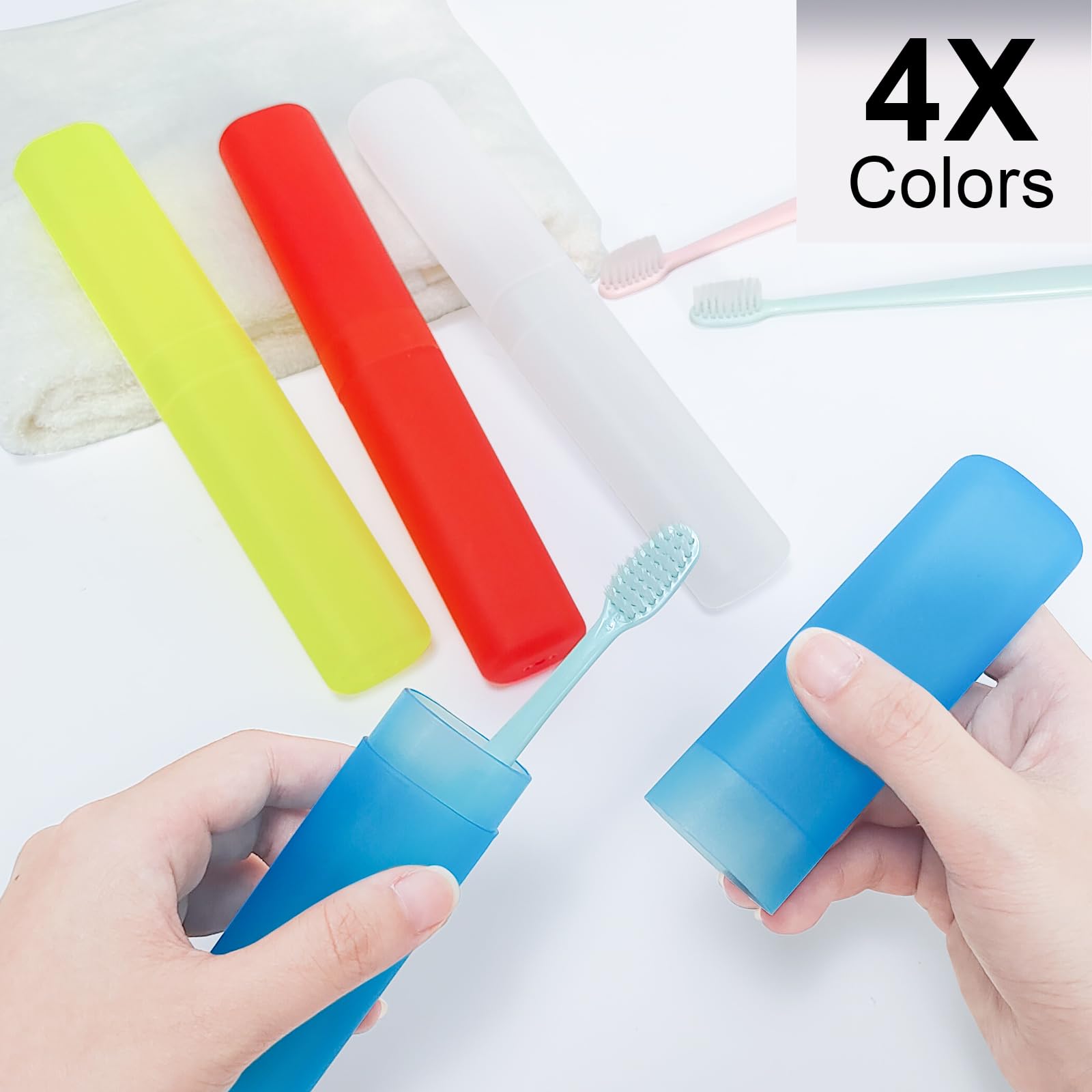 Mulbozy Paquete de 4 fundas de cepillo de dientes portátiles de viaje, soporte de cepillo de dientes de plástico transpirable transparente para el hogar, viajes, negocios, camping, escuela
