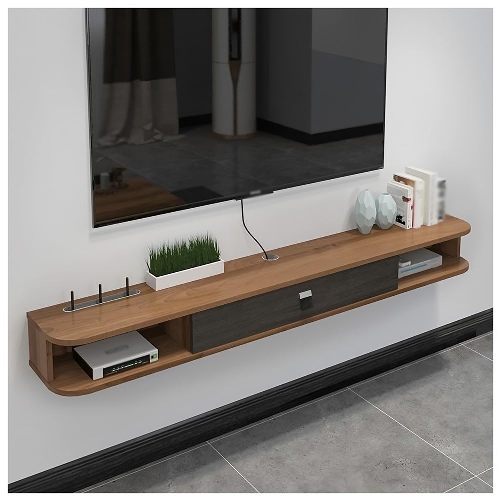 JXYQ Floating TV Stand, Wall Mounted Storage Cabinet with Cable Management, Console Media Entertainment Shelf for Living Room and Bedroom