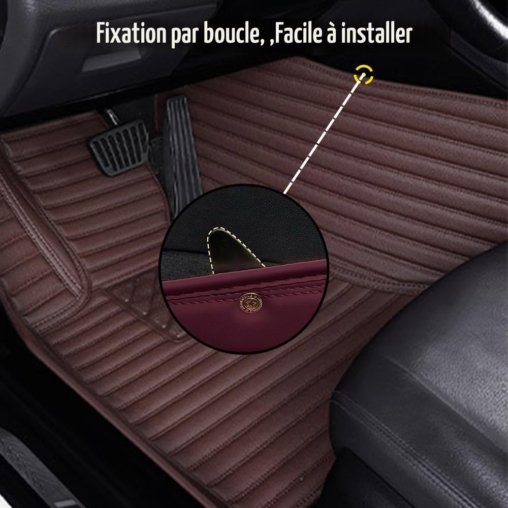 Tapis de Sol pour BMW 1/2/3/4/5 Series X1 X2 X3 X4 X5 X6 | Tapis auto sur mesure, Cuir synthétique luxe, antidérapant,Nettoyage facile, design premium & fixation sécurisée.