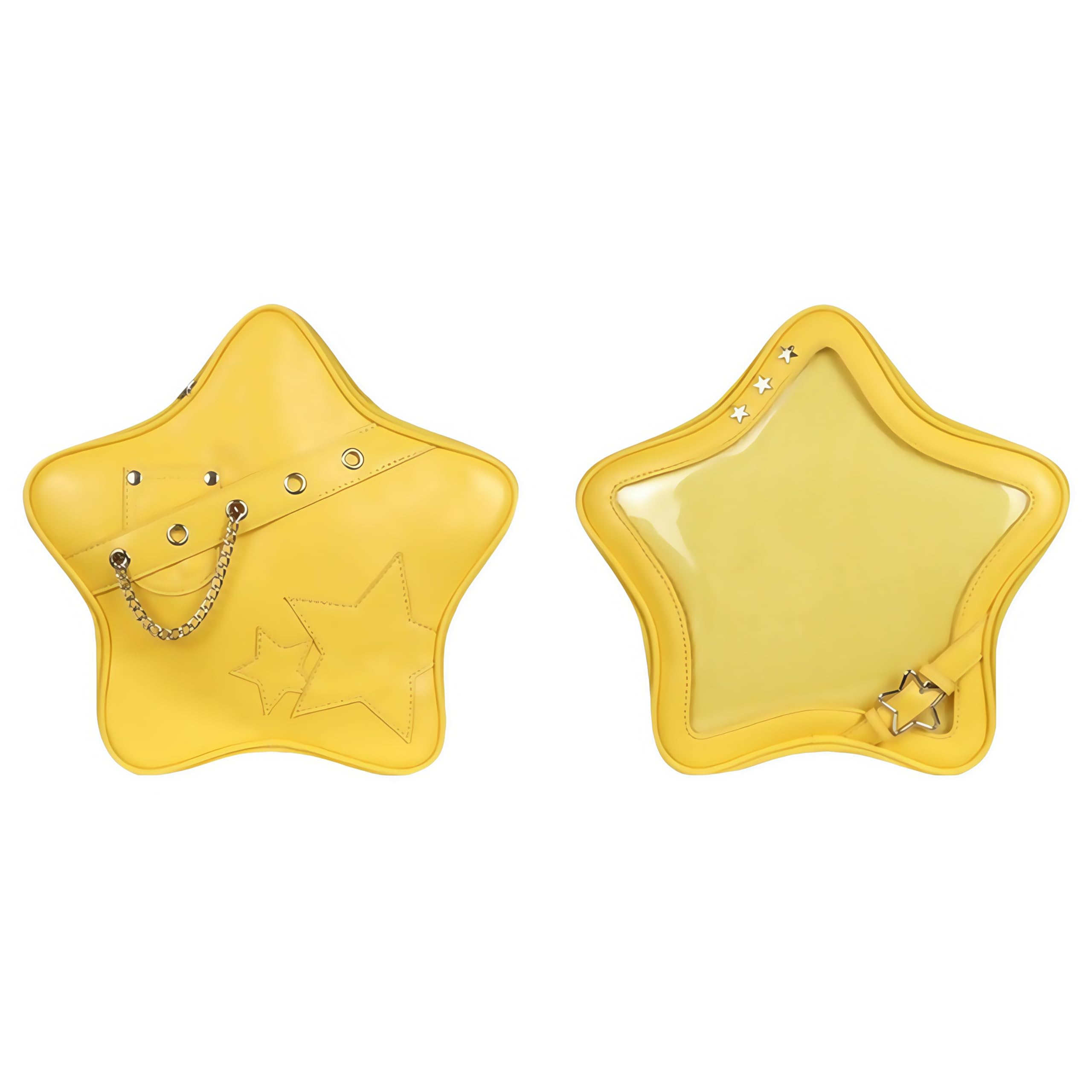 Vobomo Kawaii Ita Bag Backpack Star Pins Display Crossbody Bag with Insert Y2k Aesthetic Cute Handbag for Anime Comic Con (Yellow)