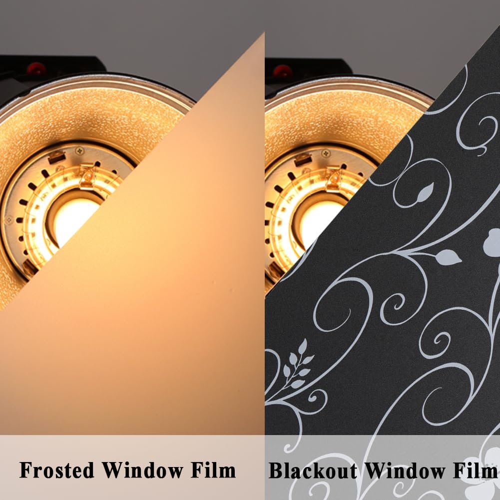 Iron Flower Film de fenêtre occultant pour fenêtre – Film de porte en verre bloquant la lumière – Occultant la pièce – Sans colle/contrôle de la chaleur/anti-UV pour le sommeil quotidien et une grande