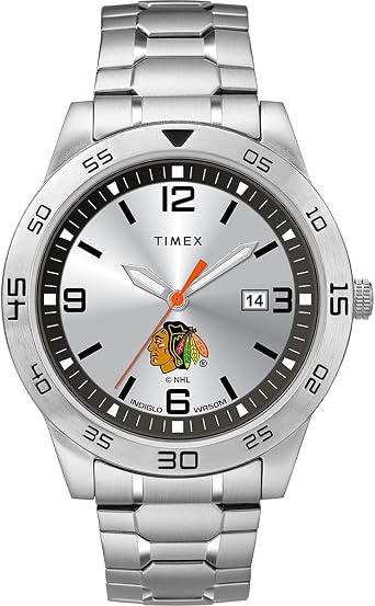 Timex Mens NHL Citation 42mm Watch Chicago Blackhawks with Stainless Steel Expansion Band