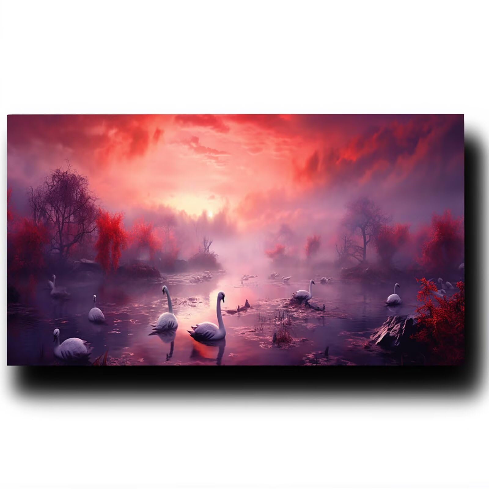 Pintar por Numeros Adultos Cisne, Pintar por Numeros Niños Kit Manualidades Adultos Árbol Cuadros para Pintar por Numeros Pintura Acrílico, Cuadros Decorativos Regalos Para Mujer 80X160cm 7w-1-1