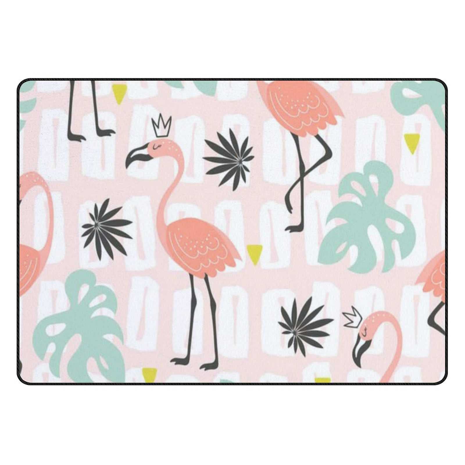 Grand tapis de sol velours corail épais flamants roses 152x99 cm pour salon