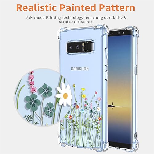 Miniatura 10 de GTBDEKI Funda de teléfono para Galaxy Note 8, Samsung Note 8 N950U, funda transparente con patrones de jardín de flores, funda protectora para