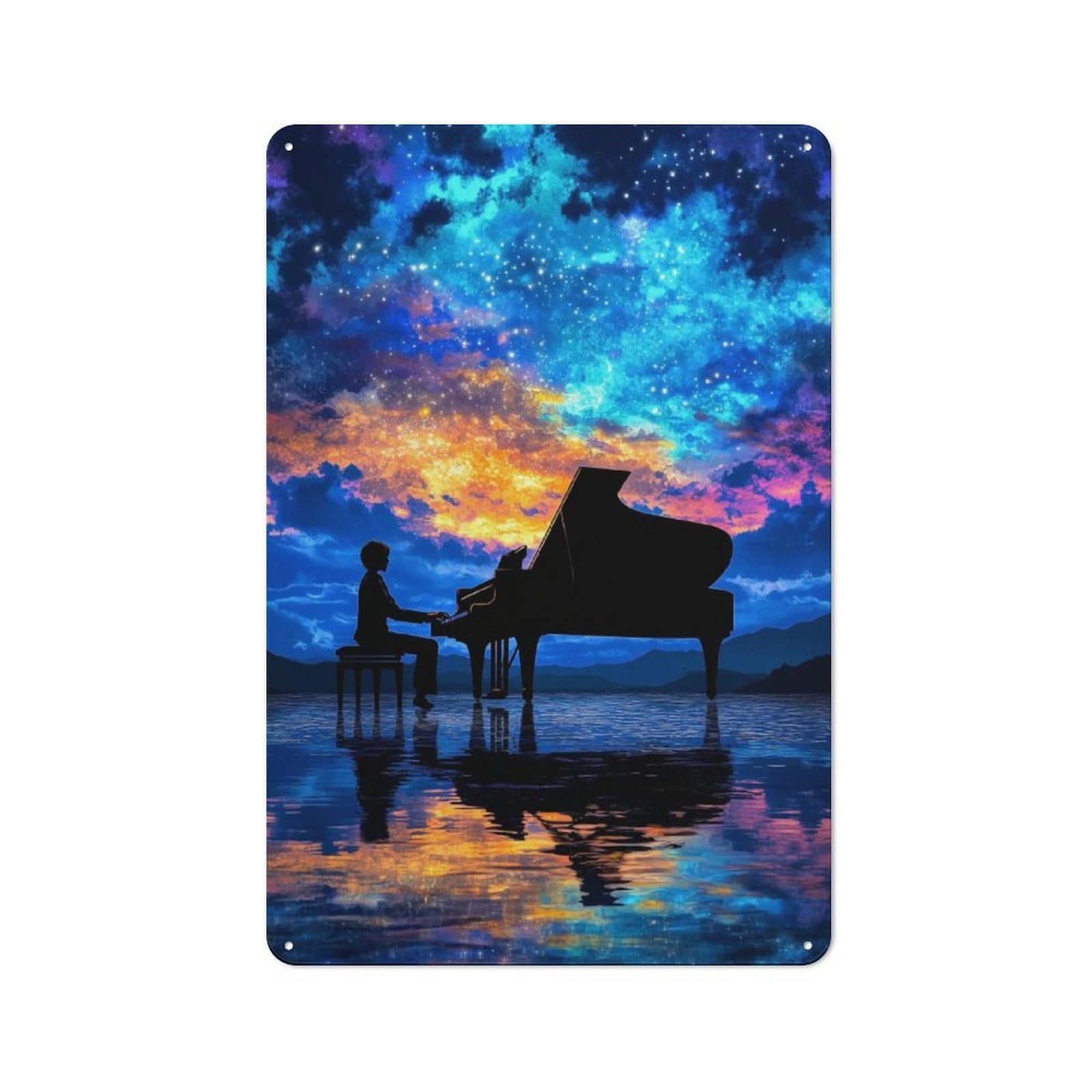 Piano Under Starry Sky Vintage Printed Metal Sign 30x20cm for Café Or Home Bar, New Home Wall Decor for Hospitality Decor Collectors