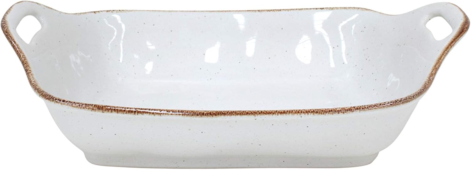 Casafina Ceramic 15.75" x 10.75" Rectangular Baker - Sardegna Collection, White | Oven & Dishwasher Safe Bakeware | Food Safe Glazing | Restaurant Quality Dinnerware