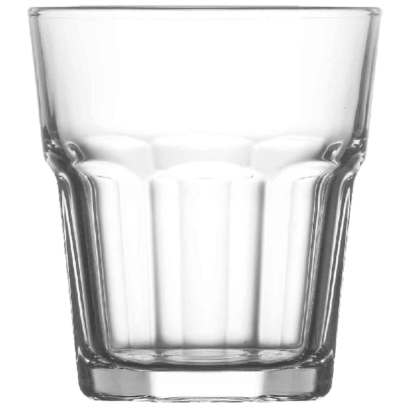 Tradineur - Pack de 6 Caja de 6 Vasos Modelo Aras - Capacidad: 200 ml - Fabricado en Vidrio Resistente - Apto para lavavajillas - Tamaño aprox: Ø 8 x 8 cm - 36 Uds Totales