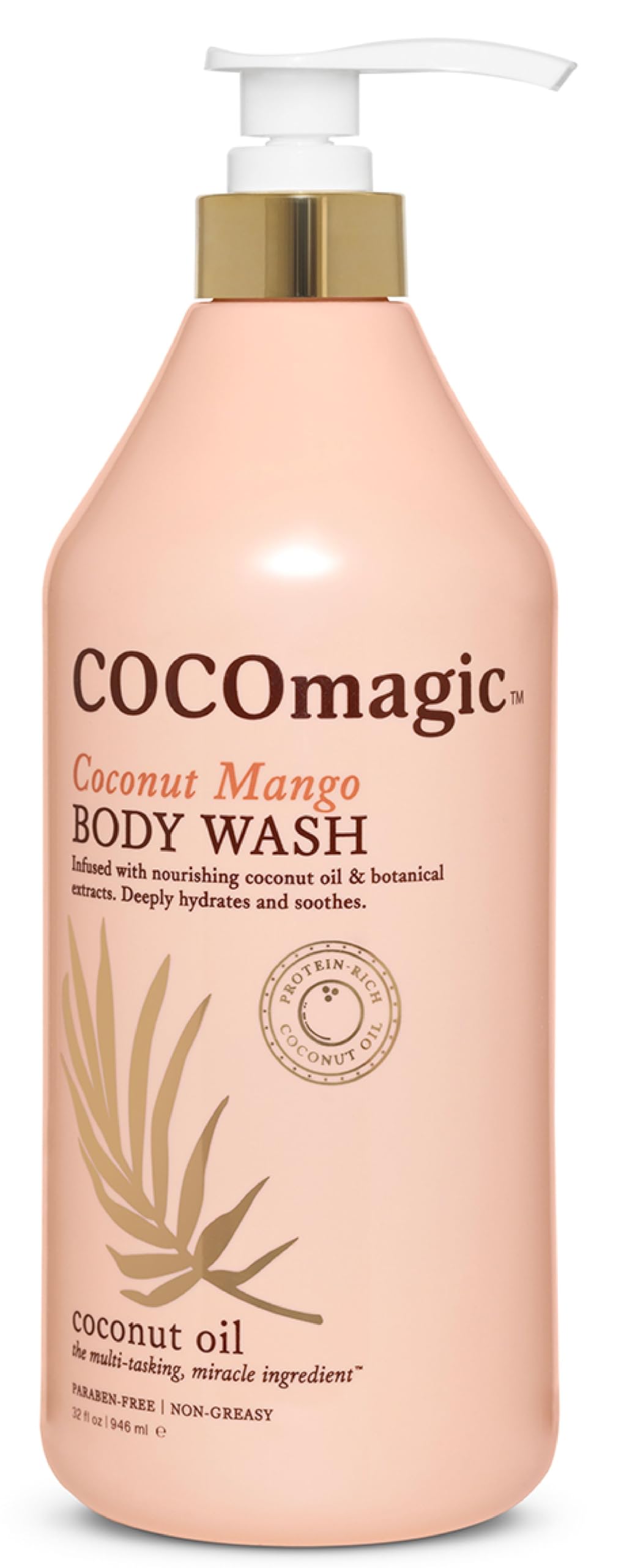 Cocomagic Coconut Mango Body Wash | Hydrating Coconut Oil & Shea Butter | Paraben Free, Non-Greasy, Cruelty Free, Made i