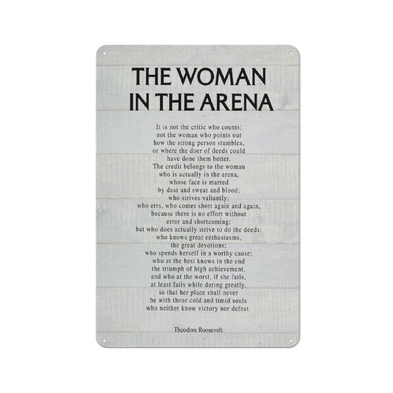 Jaesxxco Tin Sign2 Funny Sign Vintage Tin Metal Sign Motivational The Woman In The Arena Quote Poster Metal Posters For Office Home Decor Positive Speech Print Metal Posters Painting Gifts 5.5X8 Inch