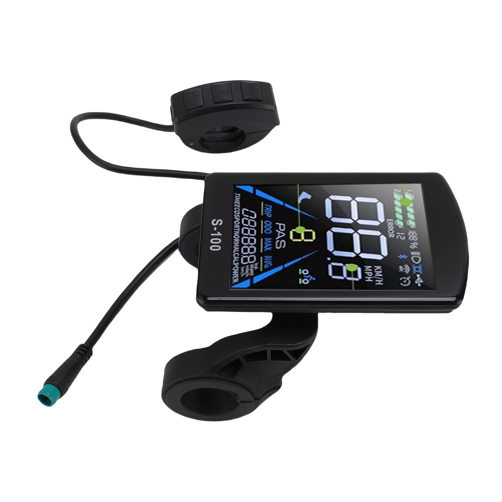 Display LCD per Bici Elettrica, Materiale ABS, Schermo a Colori con Cavo Antipioggia a 5 Nuclei, Adatto per Manubrio da 22,2 Mm per Pendolarismo su Scooter Bici Elettrica