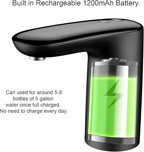 Miniatura 2 de YUHOME Bomba de botella de agua, dispensador de agua eléctrico portátil, carga USB, 2 modos de trabajo, interruptor automático de 5 galones, bomba