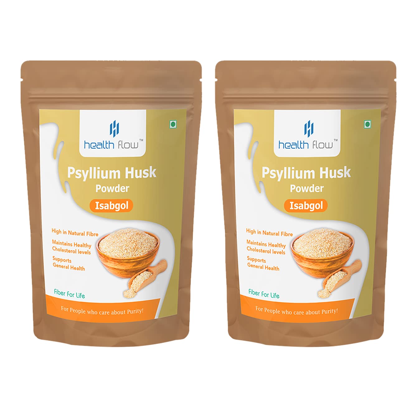 Health Flow Psyllium Husk Powder Isabgol – 100gm Fibre Supplement for Digestion Pack of 2
