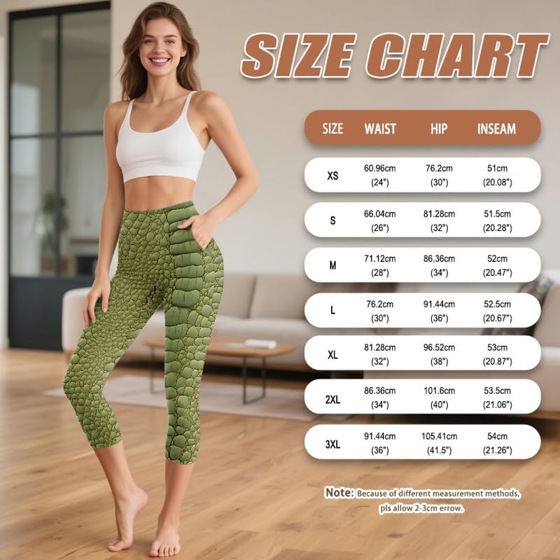 Irisjudy High Waist Capri Leggings Women Crocodile Skin Workout Capri Yoga Pants with Pocket Peony Flower Plus Size Capris4