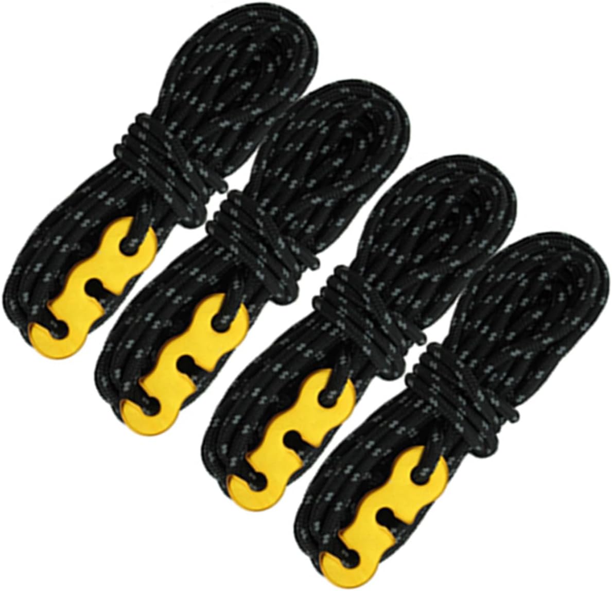 4 Pcs Reflective Camping Cord with Aluminum Alloy Hook Nylon Tent Rope for Outdoor Hiking Backpacking Climbing Safety Visibility in Dark Multipurpose Guy Lines for Tents and